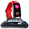 Smart fitness bracelet with digital display showing heart rate and blood pressure readings