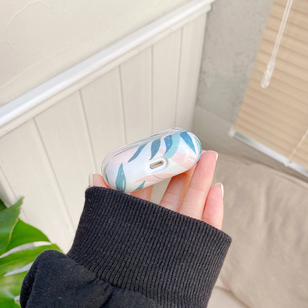 Banana leaves tropical design AirPods protective case in TPU soft silicone material