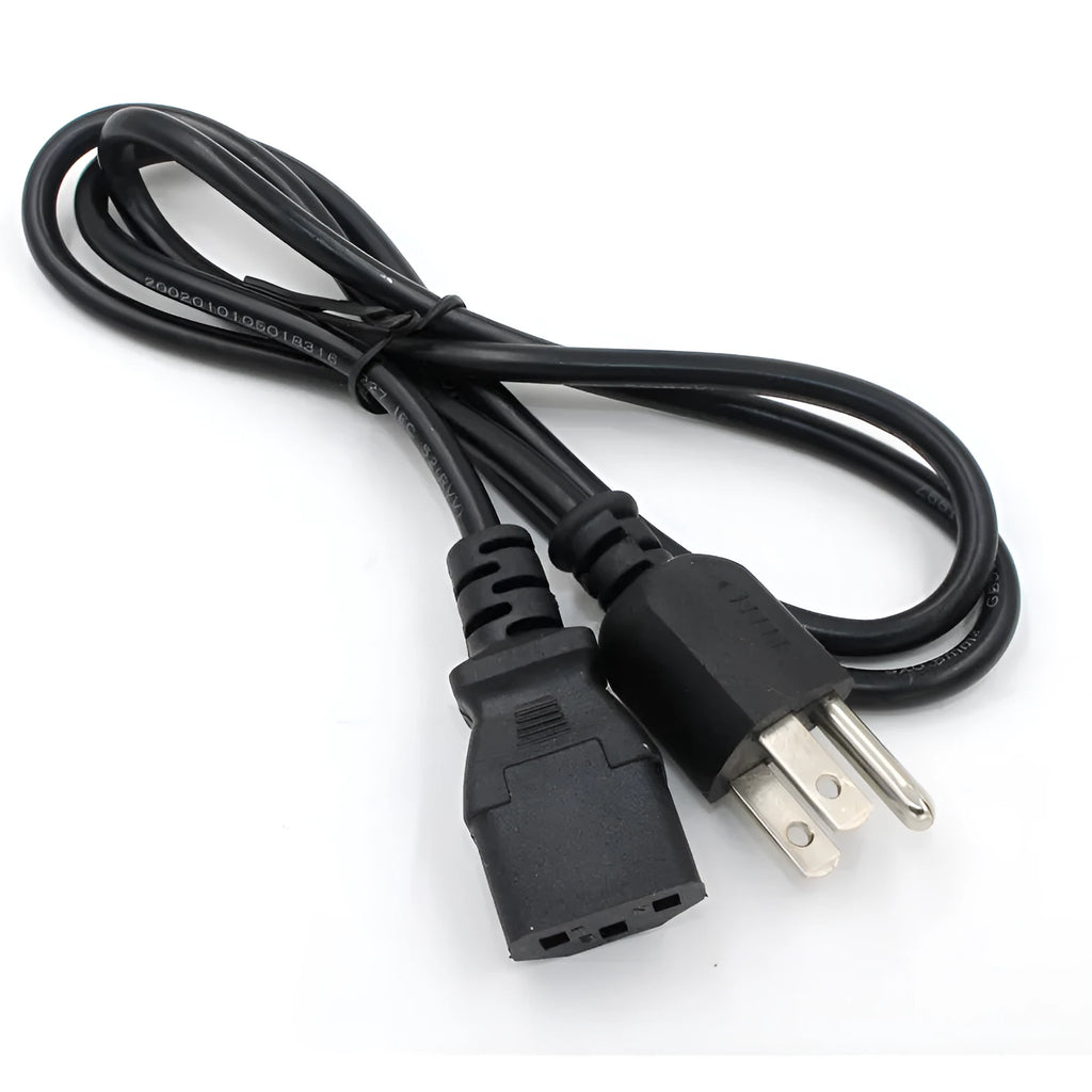 Black American standard three-pin plug power cord, 1.2 metres long with PVC sheath.