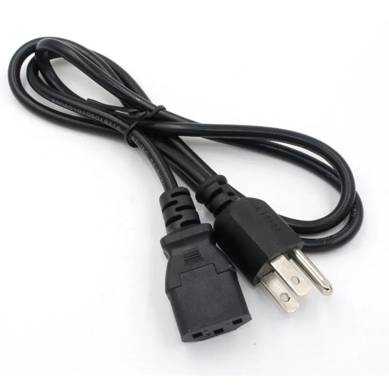 Black American standard three-pin plug power cord, 1.2 metres long with PVC sheath.