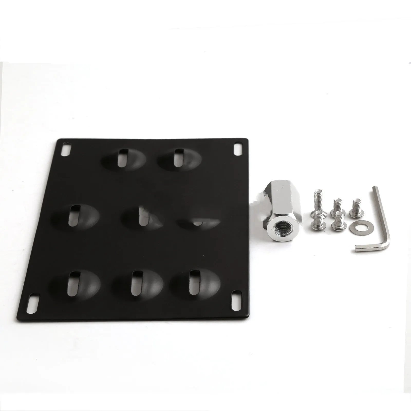 American license plate frame with trailer hook for car modification, steel construction