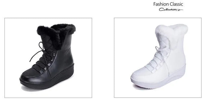 Black women's lace-up winter ankle boots with a platform sole on a white background