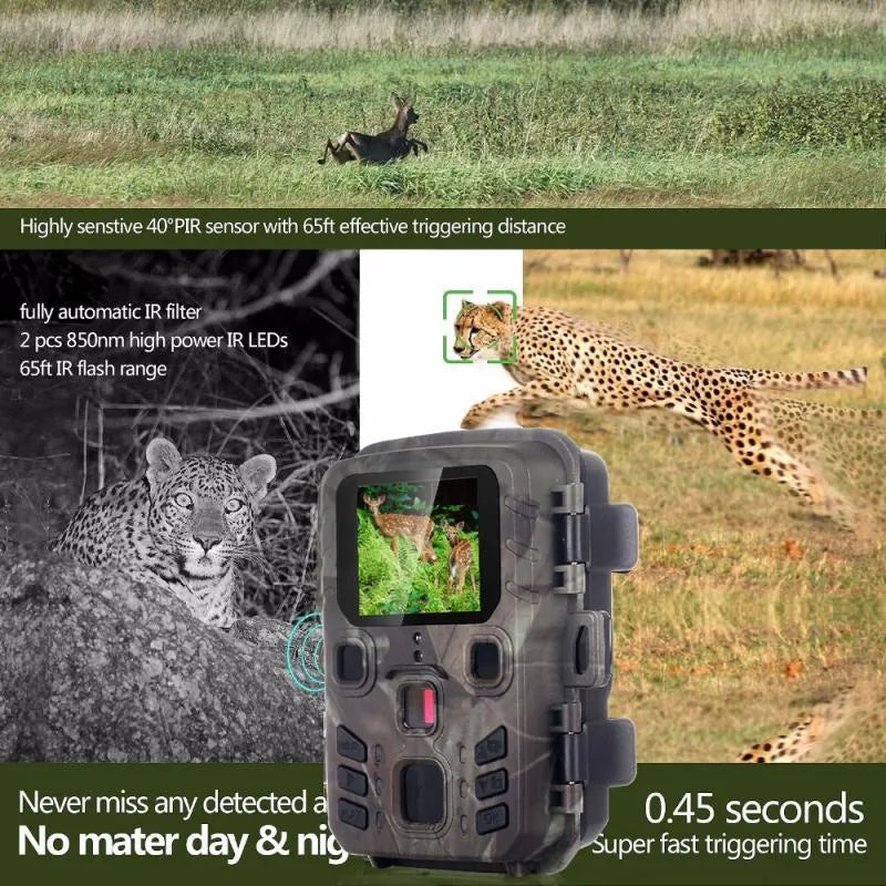 Black plastic infrared night vision monitoring device with 12MP sensor and TF card slot