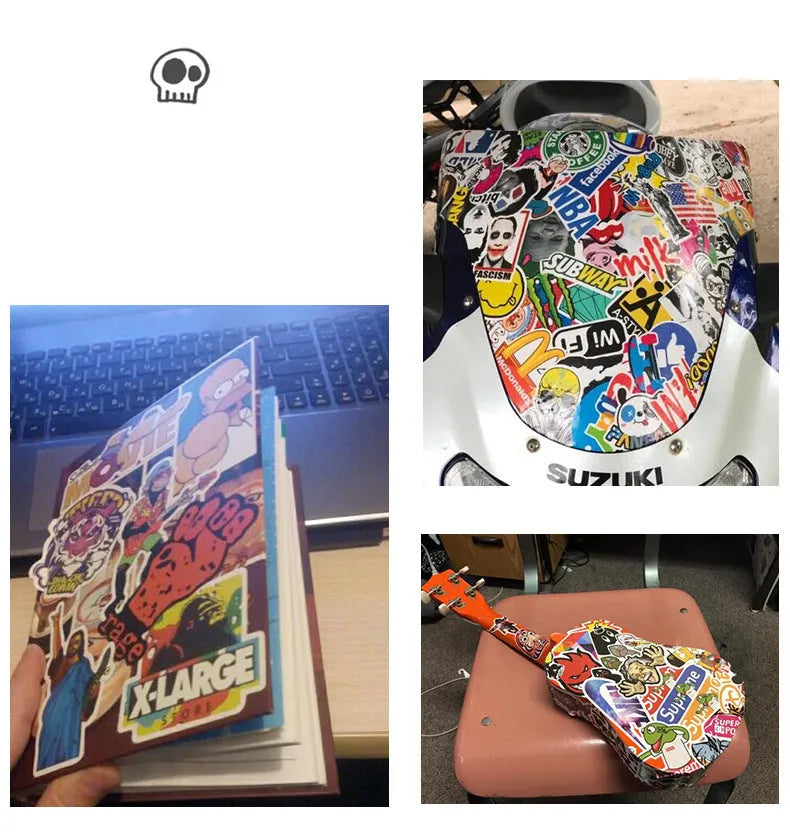36-piece retro beach surfing sticker pack with PVC vinyl construction and matte protective film