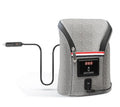 Grey Oxford cloth portable baby bottle warmer with car charger and temperature display