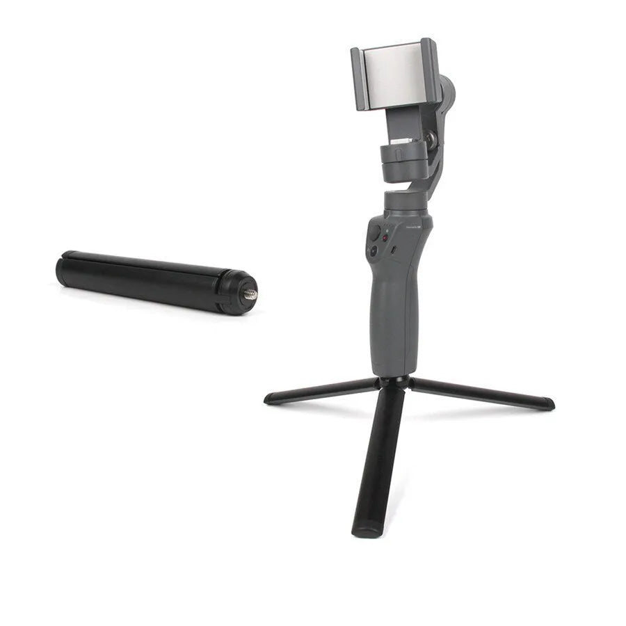 Black aluminium alloy mobile phone tripod stabiliser compatible with iPhone handheld photography accessory