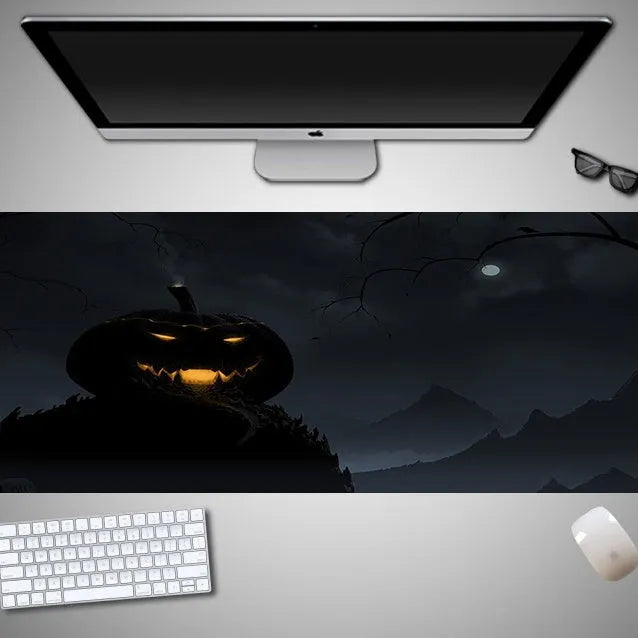 Oversized Halloween-themed mouse pad with graphic design on non-slip rubber cloth surface