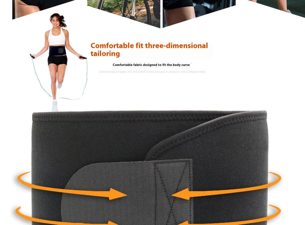 Neoprene lumbar support belt for adult fitness and running activities in black, blue, or pink