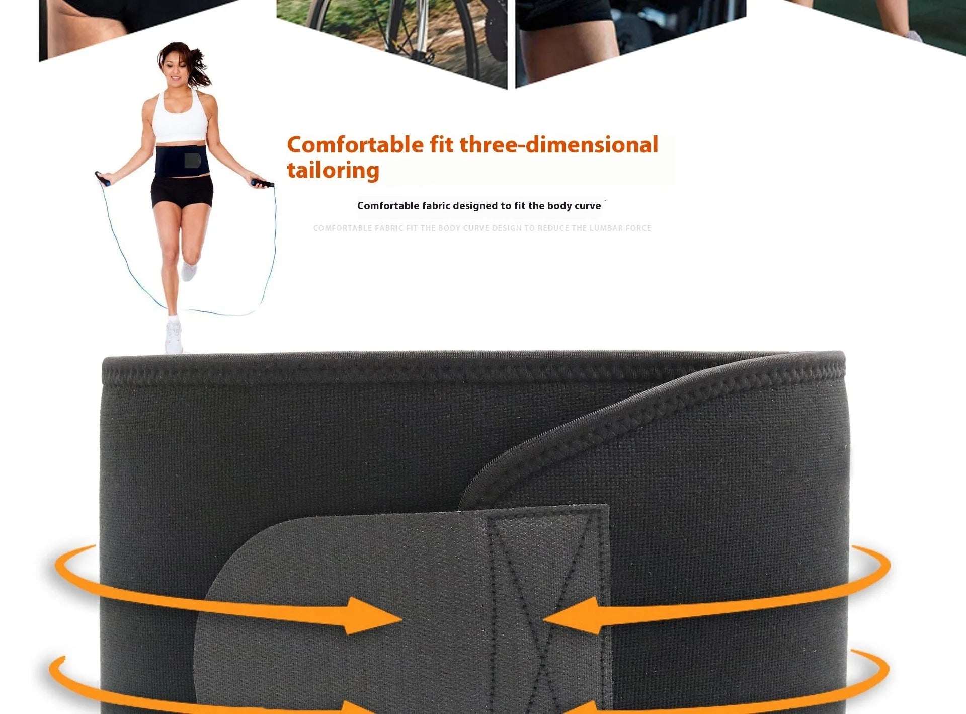 Neoprene lumbar support belt for adult fitness and running activities in black, blue, or pink