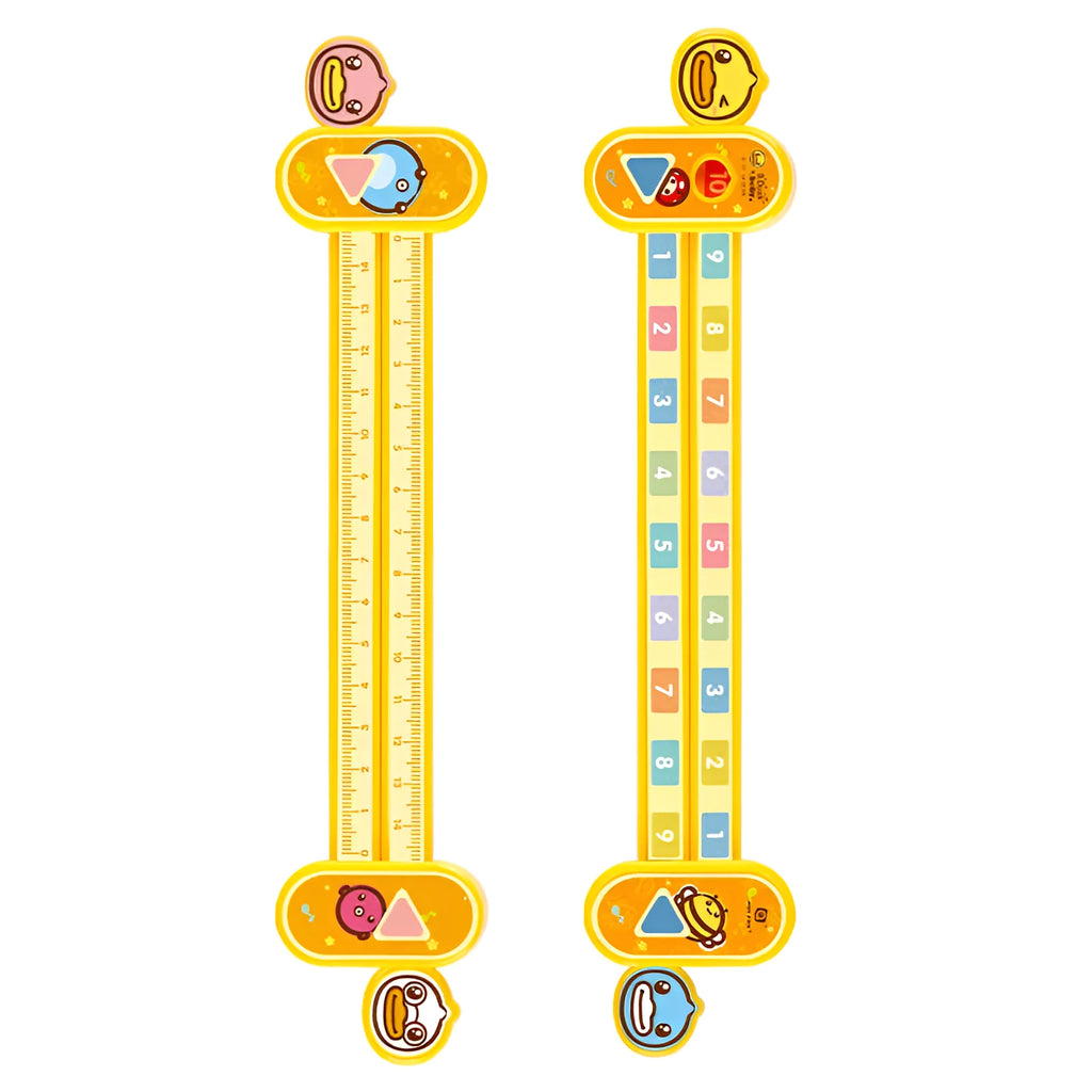 Yellow plastic digital decomposition ruler for children's maths learning, 24.5 cm long.
