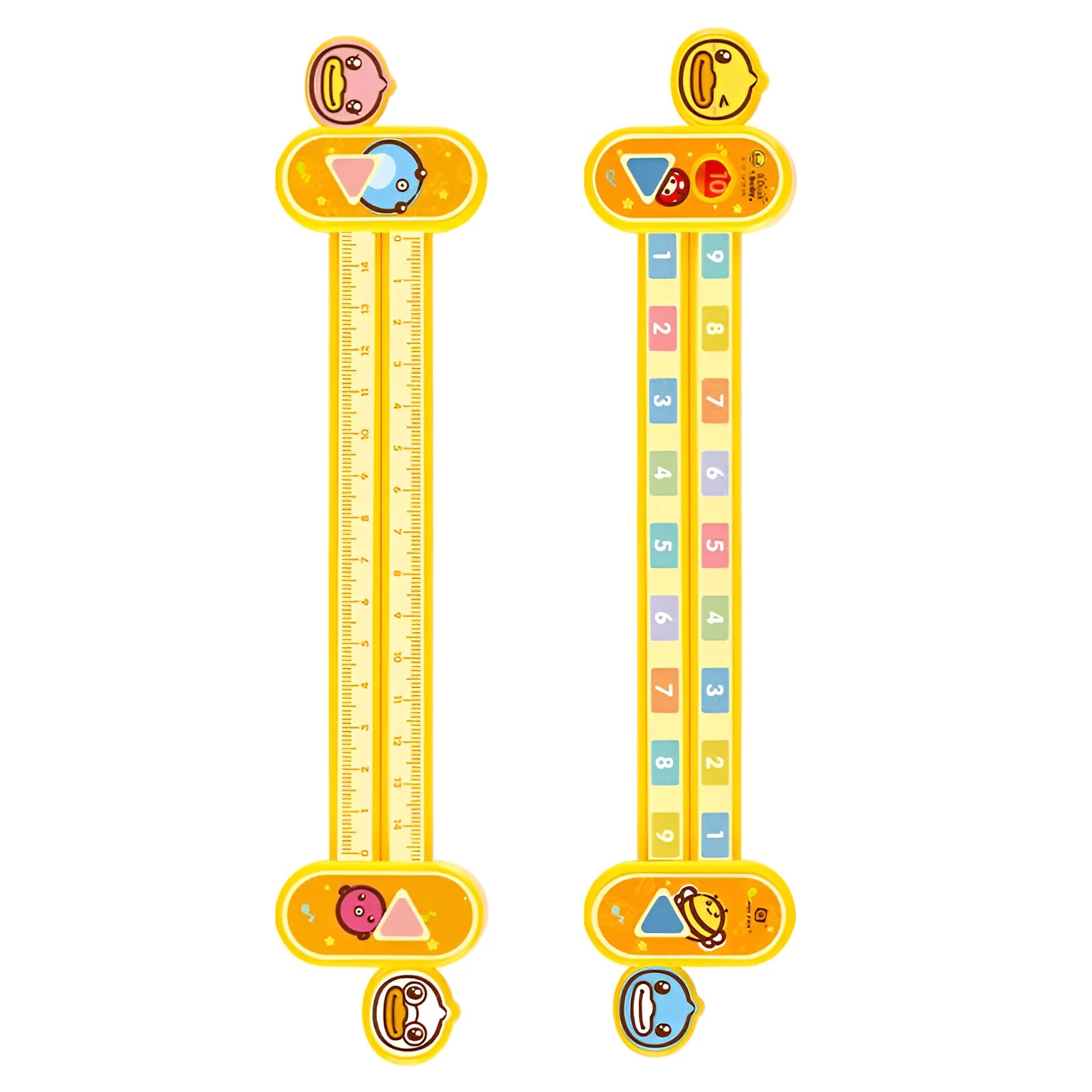 Yellow plastic digital decomposition ruler for children's maths learning, 24.5 cm long.