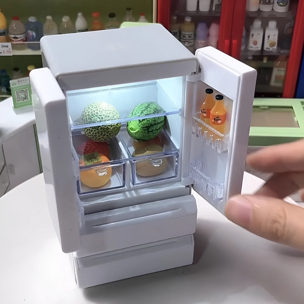 White miniature plastic scenario model with built-in LED light measuring 11.4cm height