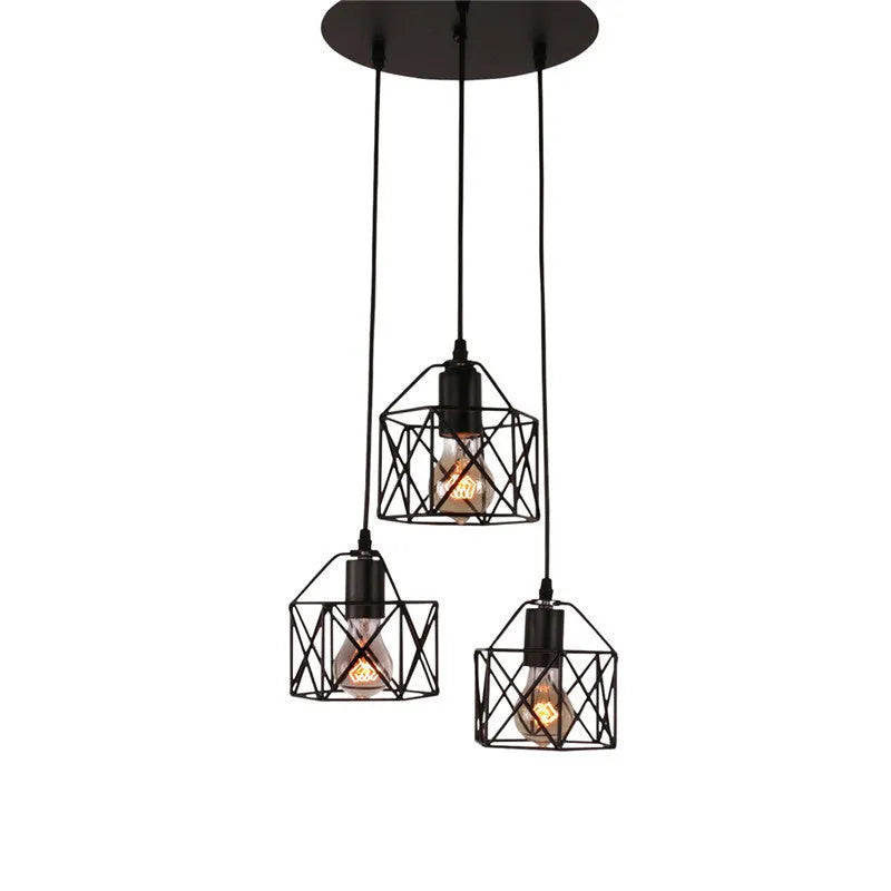 American country style decorative light fixture with a horizontal iron shade.