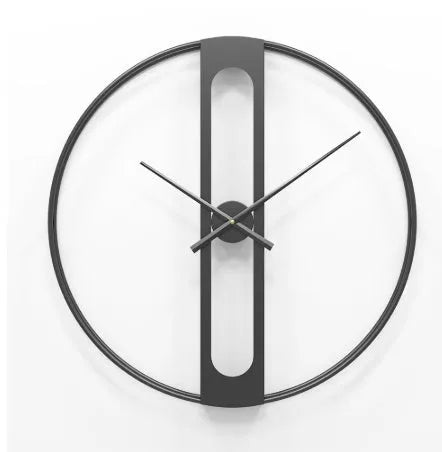 Large 50 cm round metal wall clock with Arabic numerals in black or gold finish