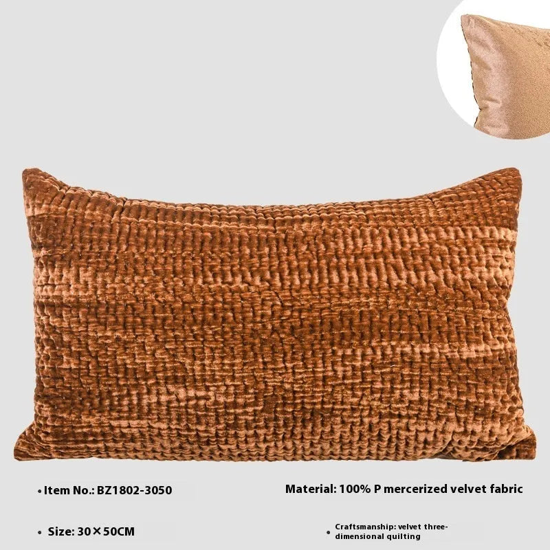 Antique style modern cushion pillow with quilted velvet texture in green, red, mocha, or orange colours