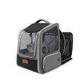 Portable pet carrier backpack with 18L expandable capacity in black nylon for cats and dogs