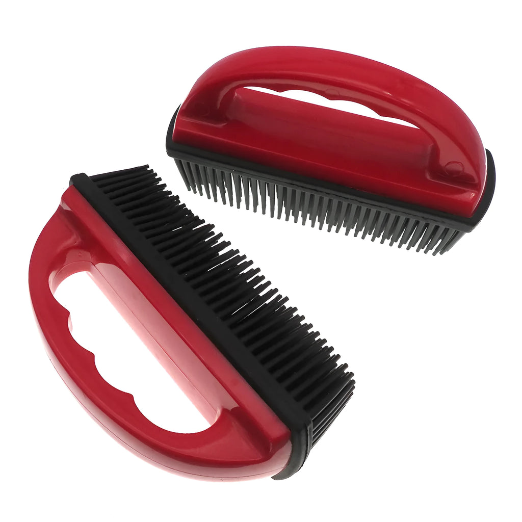 Red silicone pet hair removal brush for bath massage and carpet cleaning