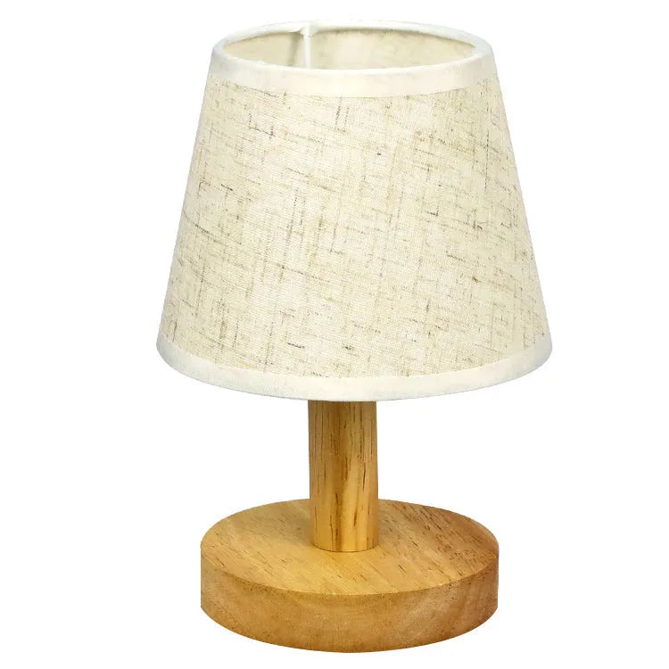 Korean style vintage pleated table lamp with jute linen materials and bamboo holder
