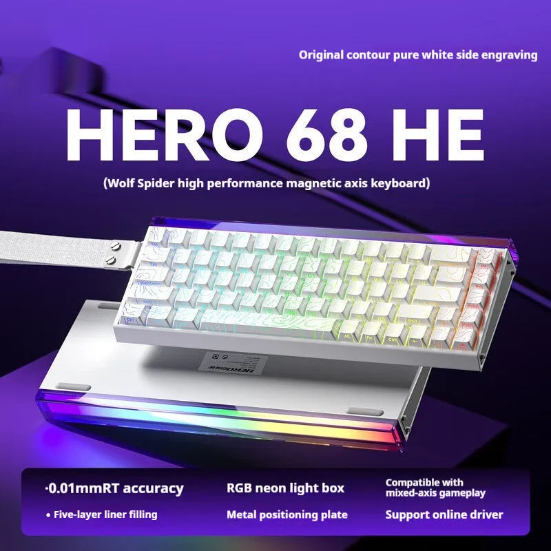Wired magnetic axis mechanical keyboard with RGB lights in multiple colour and style options.