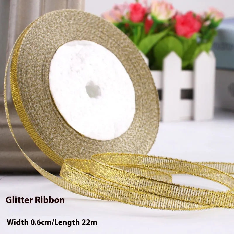 Roll of narrow 0.6cm wide polyester satin ribbon in a choice of colours, showing 22 metre length.