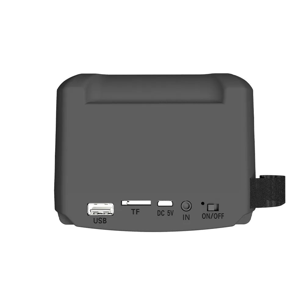 Portable Bluetooth speaker in colour 3107 showing compact 110mm size with USB charging cable
