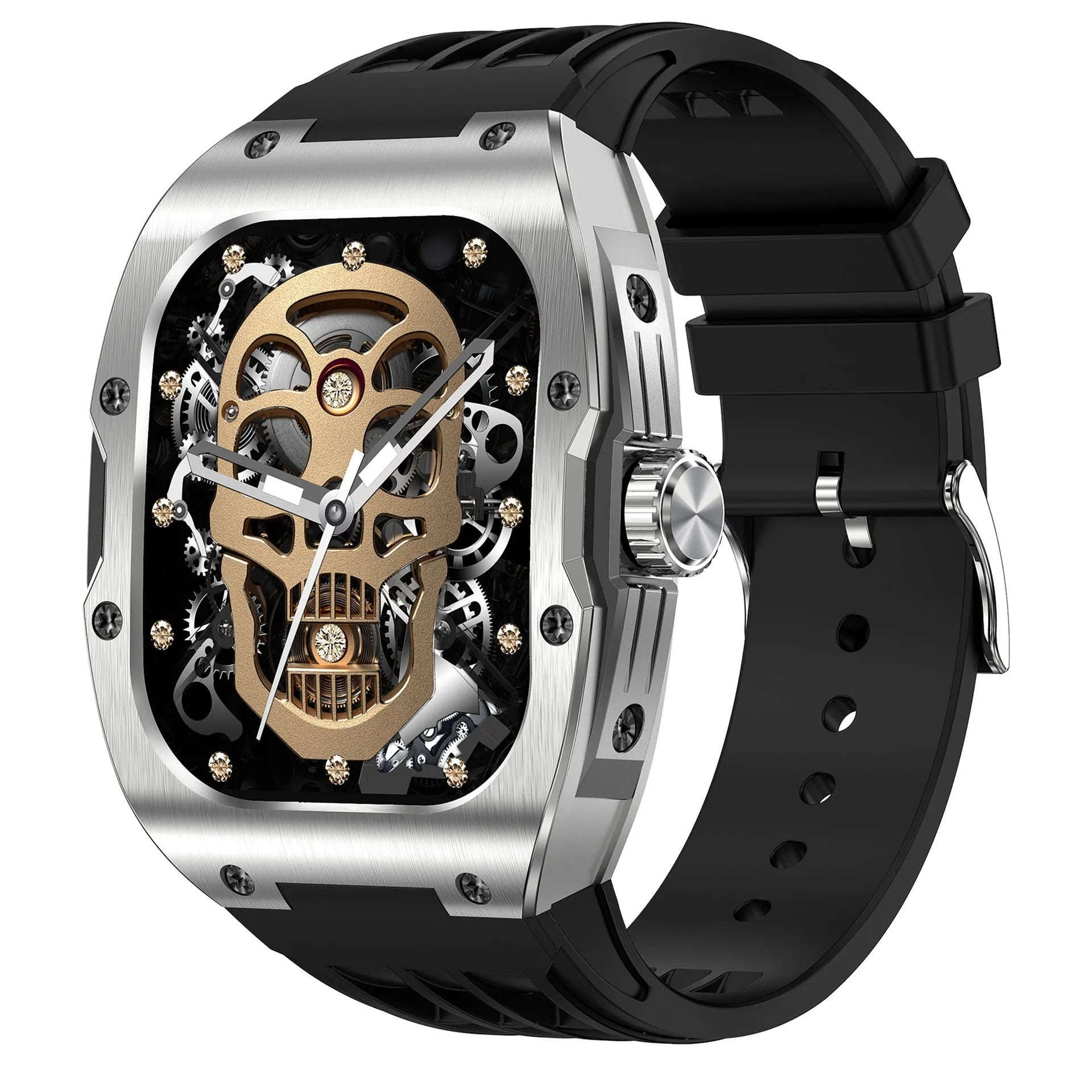 Men's black Bluetooth smart watch with AMOLED screen showing fitness data and call interface