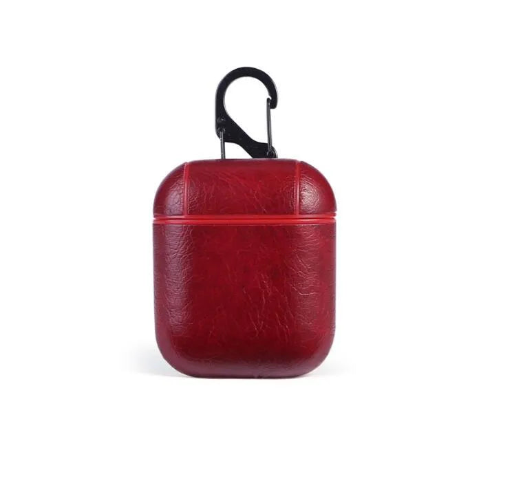 Genuine leather Bluetooth earphone charging case in four colour options