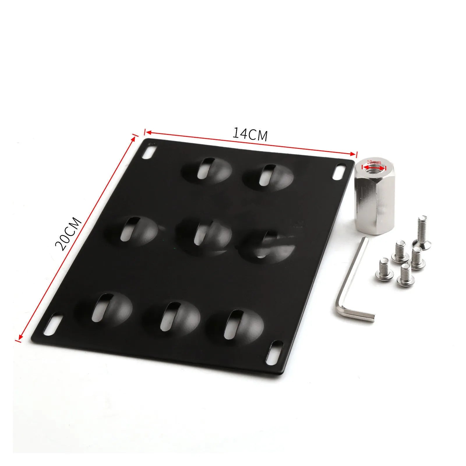 American license plate frame with trailer hook for car modification, steel construction