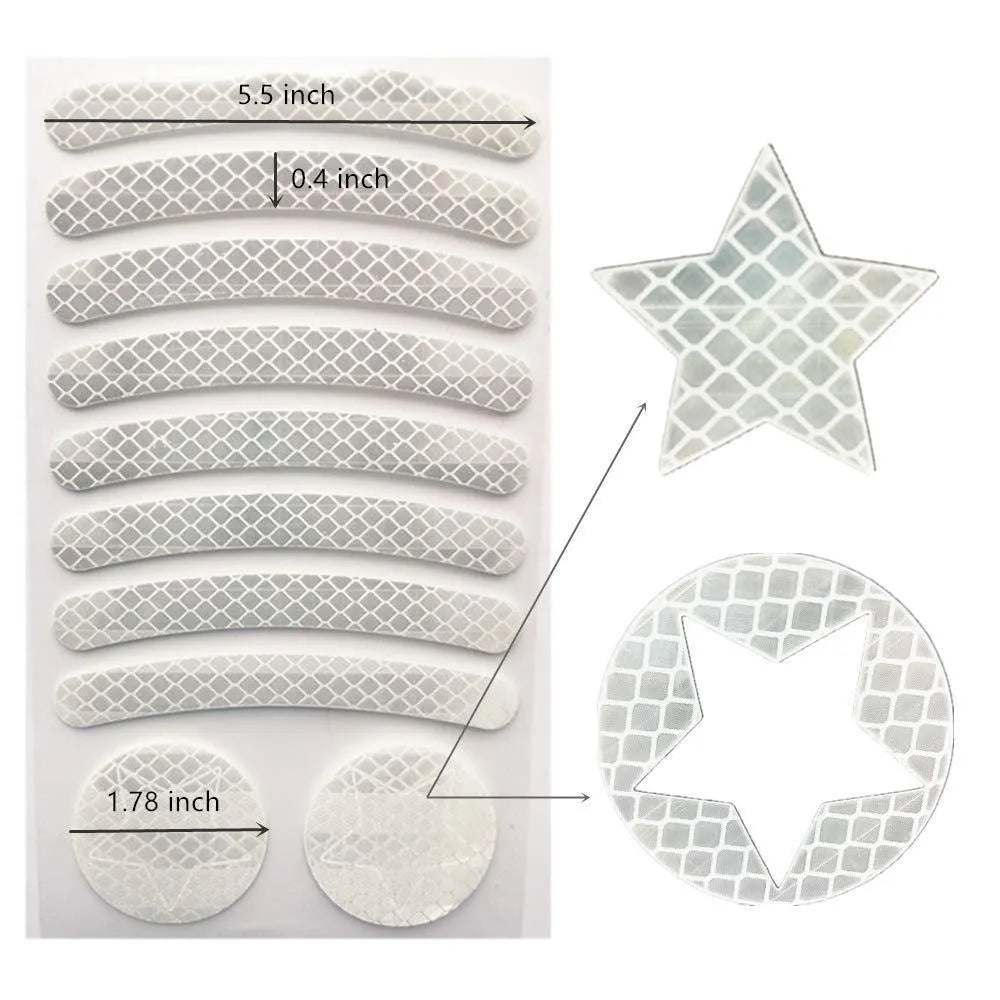 Bicycle reflective tape with geometric grid pattern in four colour options measuring 11.5 by 21cm