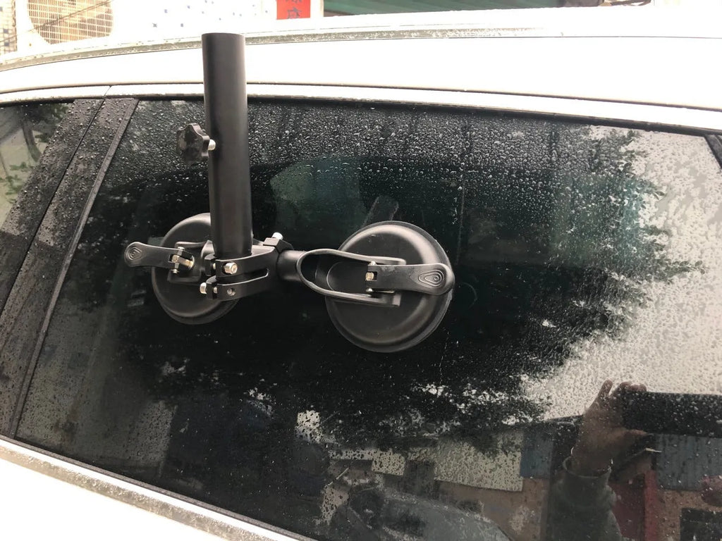 Black ABS car sucker base with round rubber suction cup for off-road flag mounting on vehicle windows