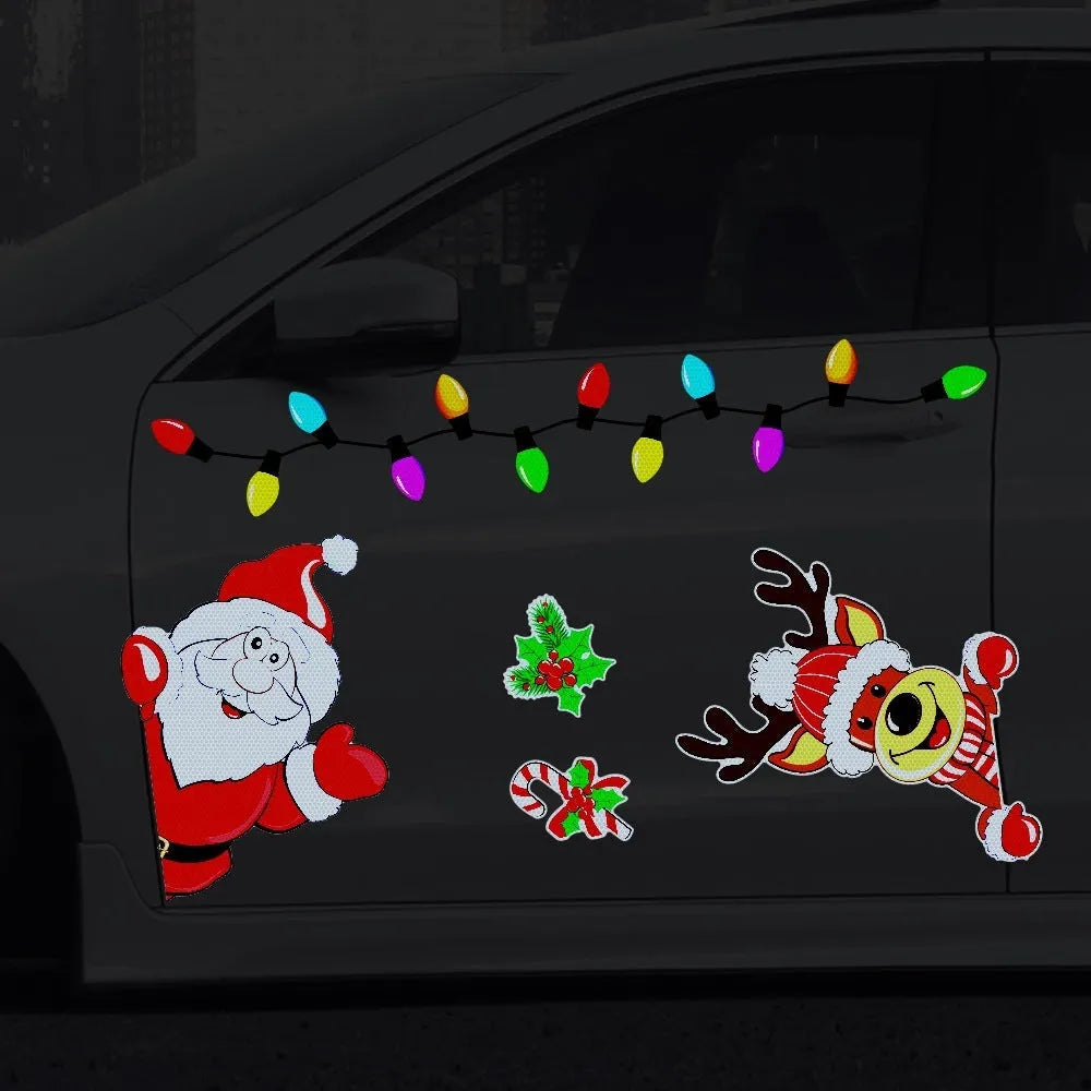 Medium reflective magnetic sticker featuring a cartoon Christmas elk in RFM026 6 threads colour.