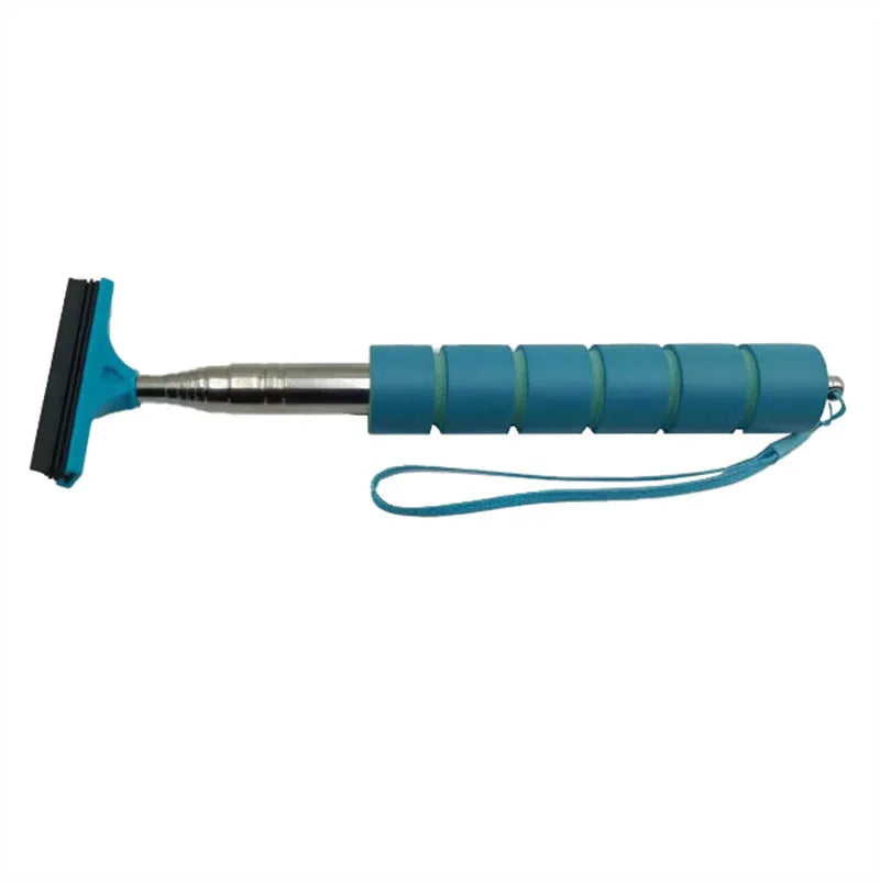 Retractable stainless steel car rearview mirror wiper in various colours with extended and retracted lengths shown.