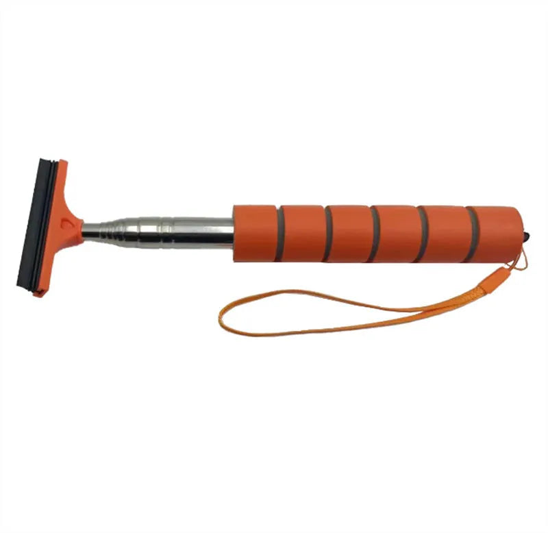 Retractable stainless steel car rearview mirror wiper in various colours with extended and retracted lengths shown.