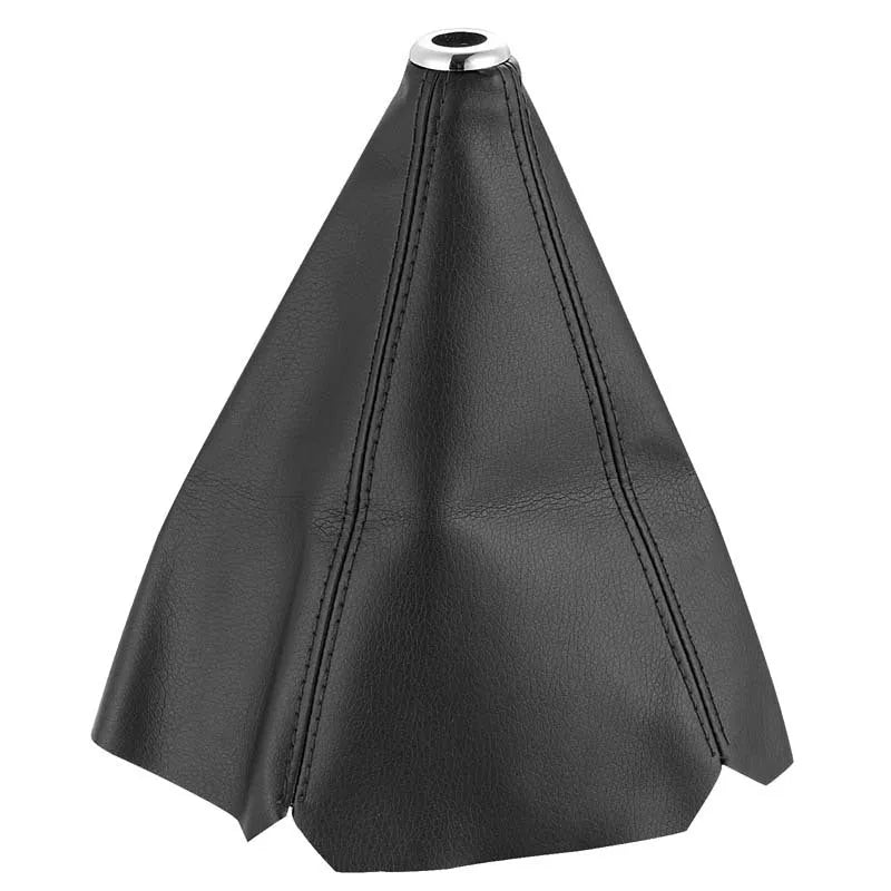 Black PU leather gear cover fitted on General Motors vehicle gear stick