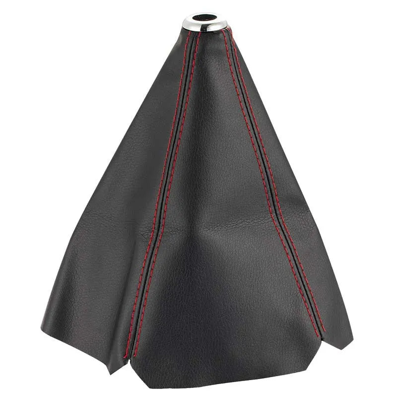 Black PU leather gear cover fitted on General Motors vehicle gear stick