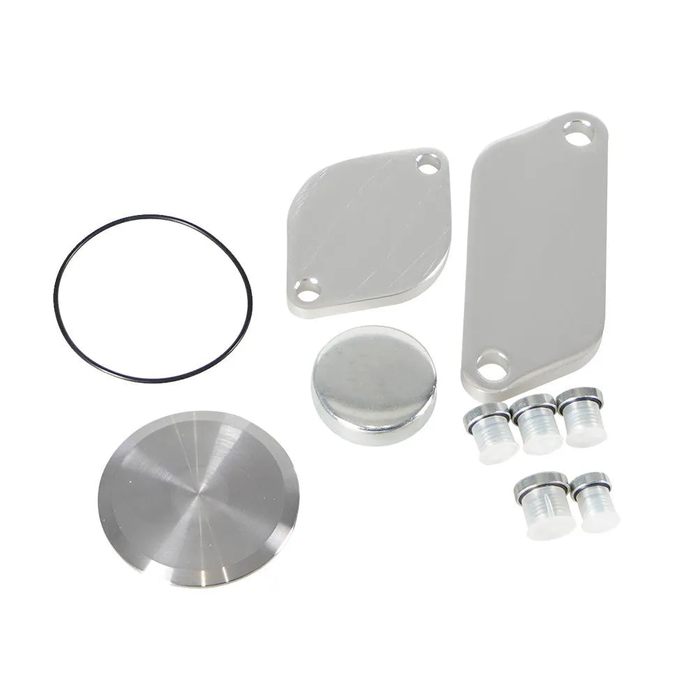 Silver aluminium alloy valve cover for diesel engine replacement.