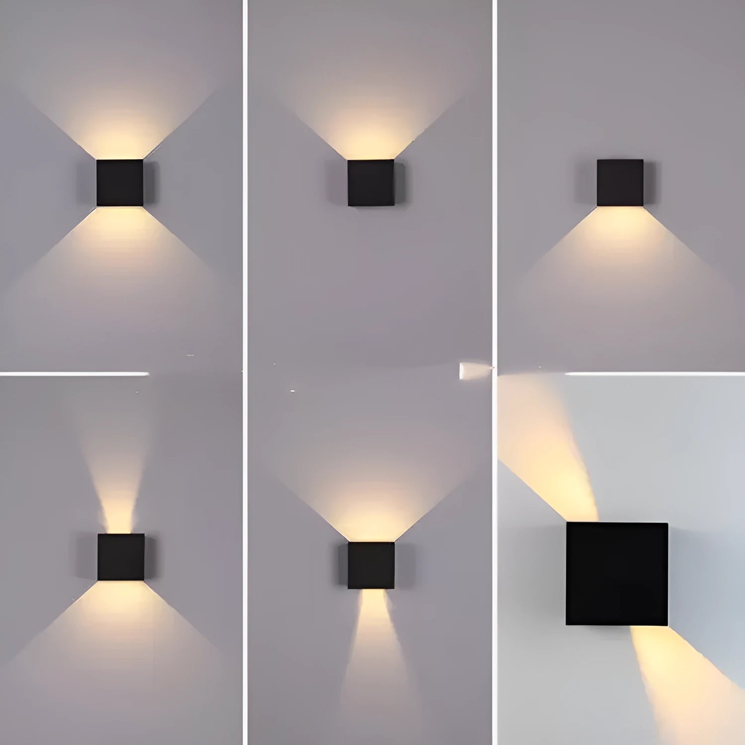 100mm cubic aluminium alloy wall lamp in black grey or white for indoor corridor and outdoor garden use
