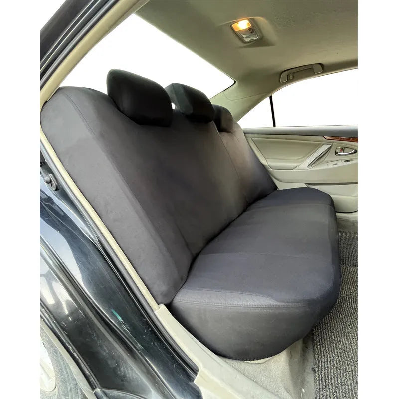 Polyester universal car seat cover set with eyelet stitching in a choice of colours.