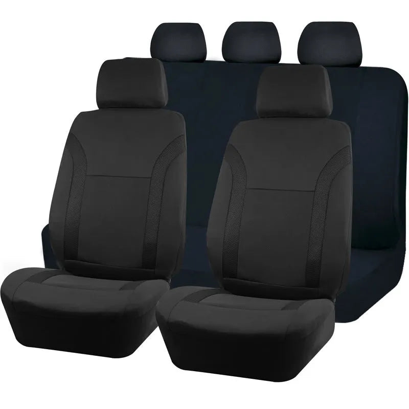Polyester universal car seat cover set with eyelet stitching in a choice of colours.
