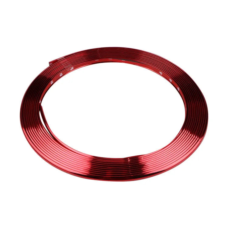 Roll of electroplated purple PVC wheel rim trim sticker, 10mm wide.