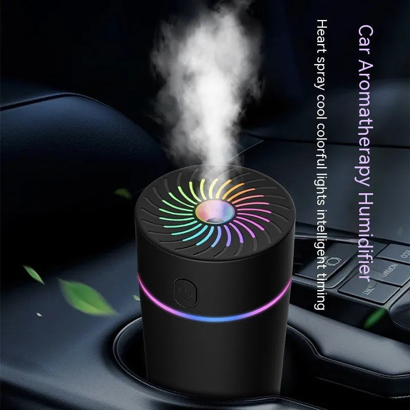 Compact car USB mini humidifier in black or white with adapter line for automobile air purification