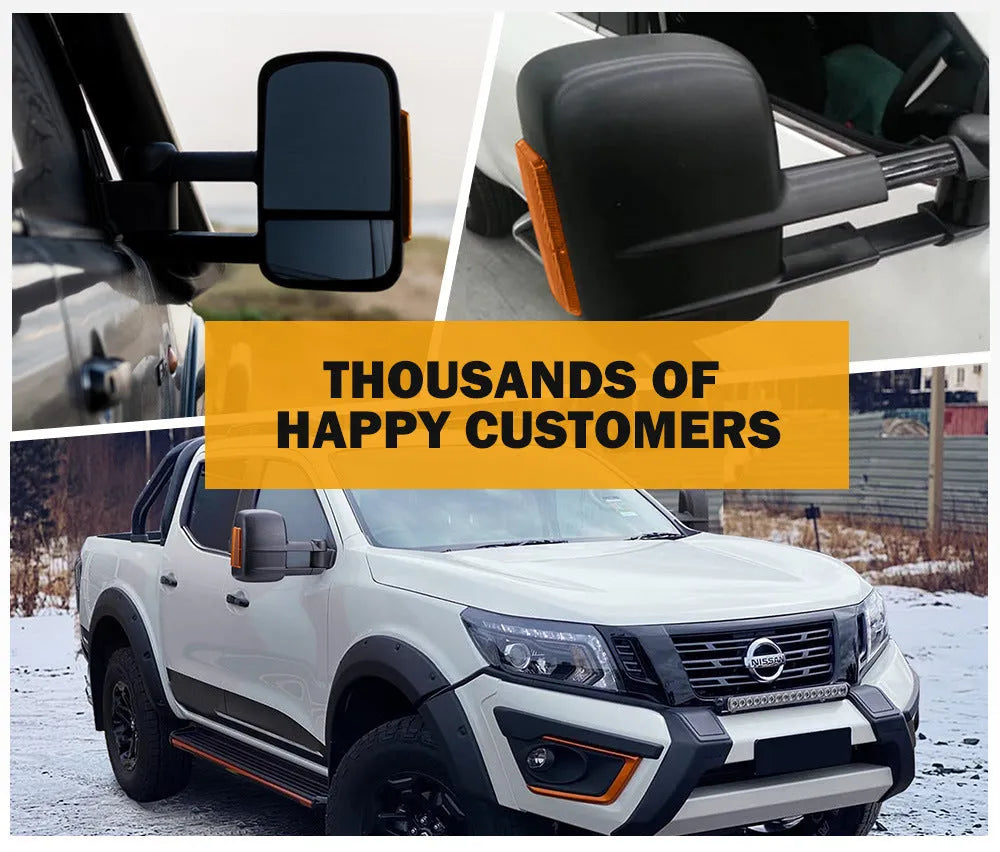 Black electric exterior rear view mirror with integrated light for Nissan NP300 D23 2015 model