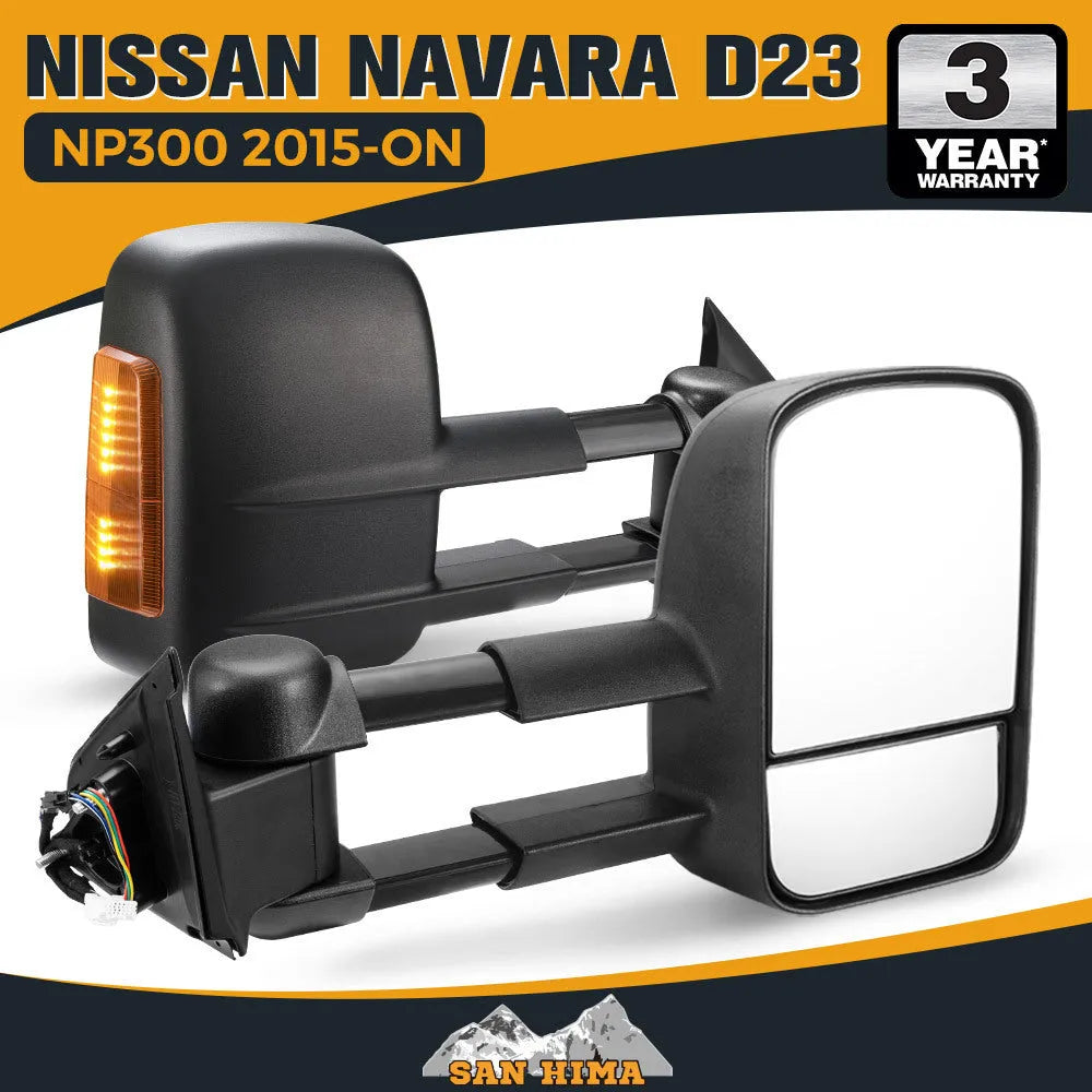 Black electric exterior rear view mirror with integrated light for Nissan NP300 D23 2015 model