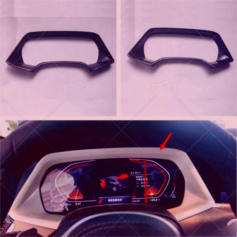 BMW X5 dashboard decorative frame in Peach Wood and Carbon Fibre finishes