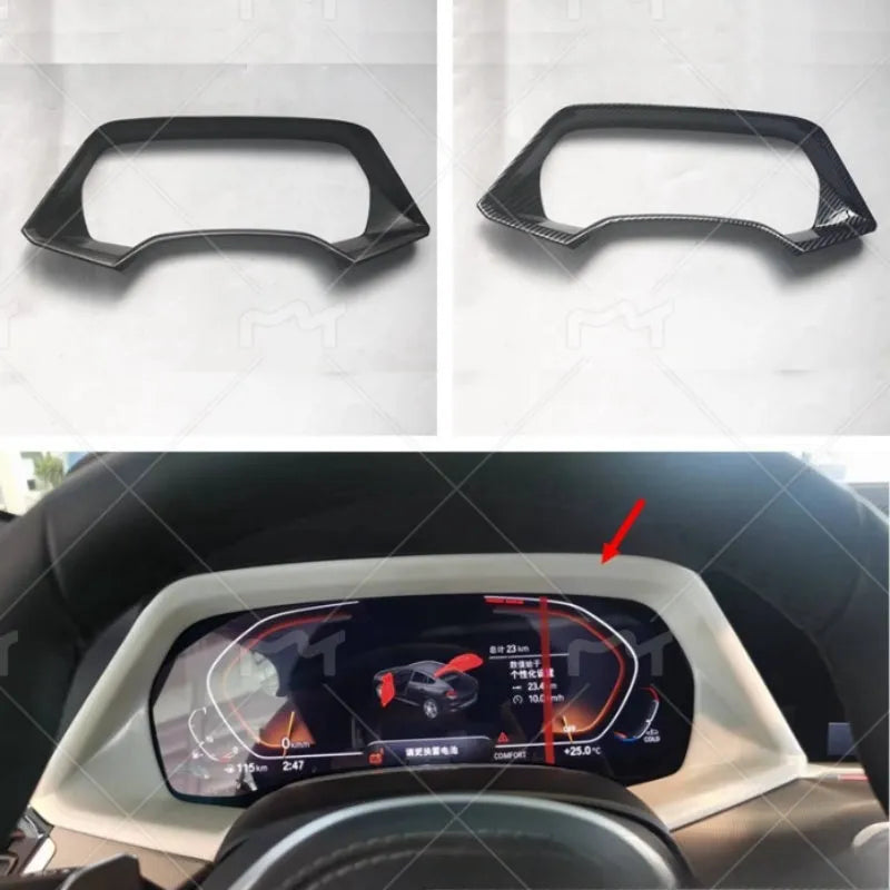 BMW X5 dashboard decorative frame in Peach Wood and Carbon Fibre finishes