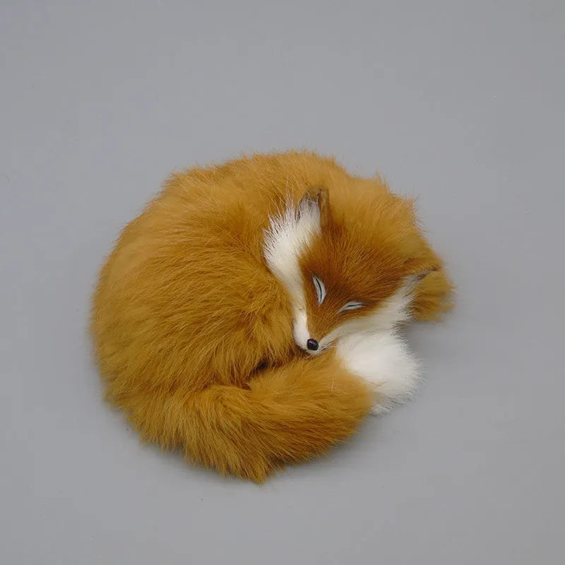 Artificial fox fur car decoration handicraft in red, white, or yellow colours measuring 15cm tall