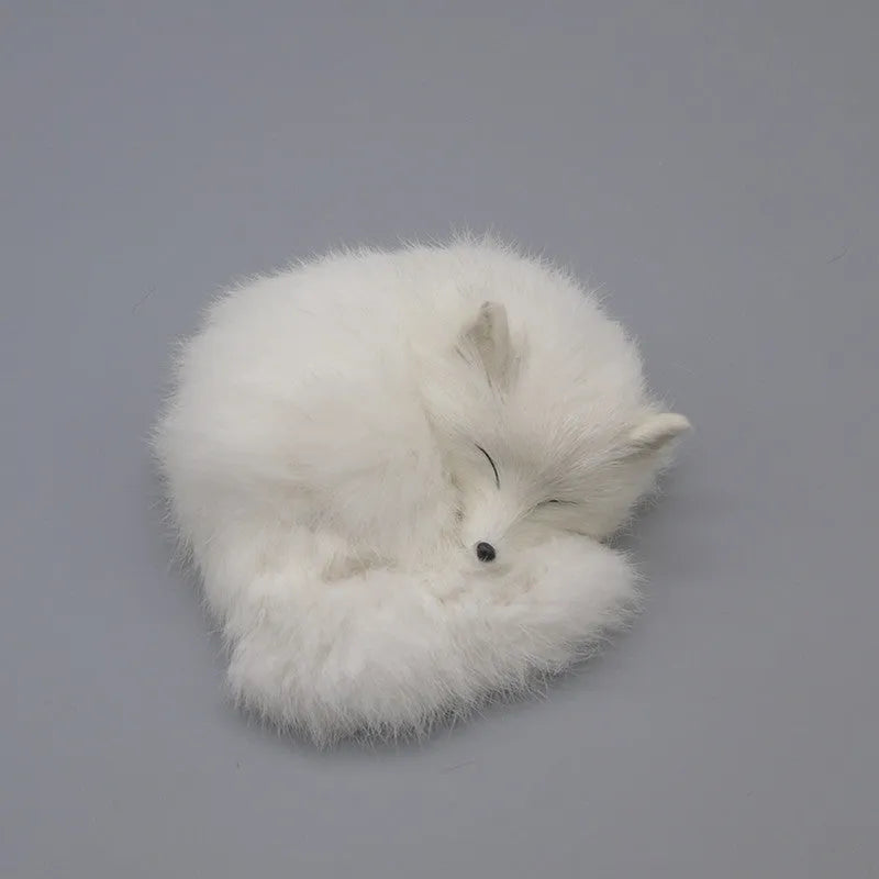 Artificial fox fur car decoration handicraft in red, white, or yellow colours measuring 15cm tall