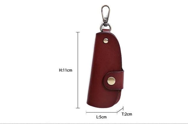 Genuine leather handmade car key case for short keys in black, brown, coffee and purplish red