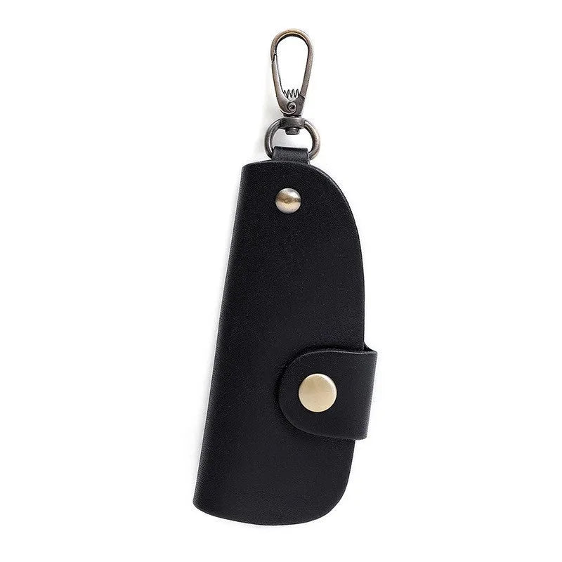 Genuine leather handmade car key case for short keys in black, brown, coffee and purplish red