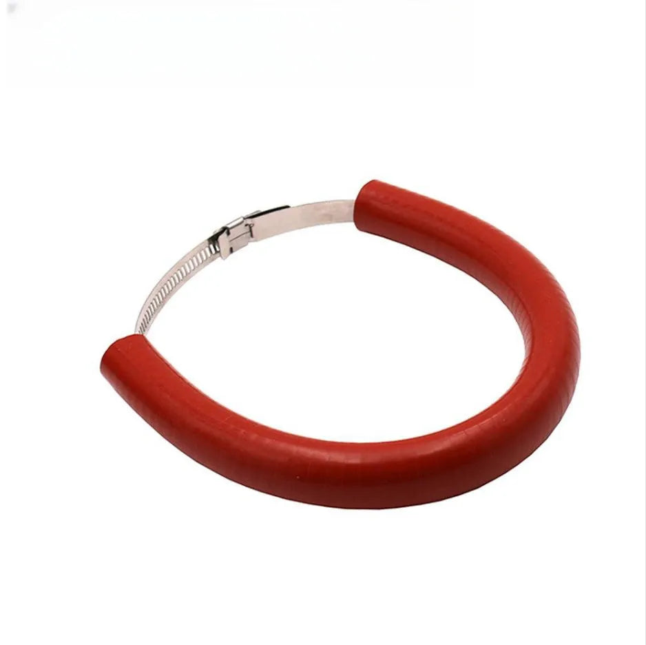 Universal motorcycle exhaust pipe anti-drop wring gasket shown in black, blue, and orange colour options.